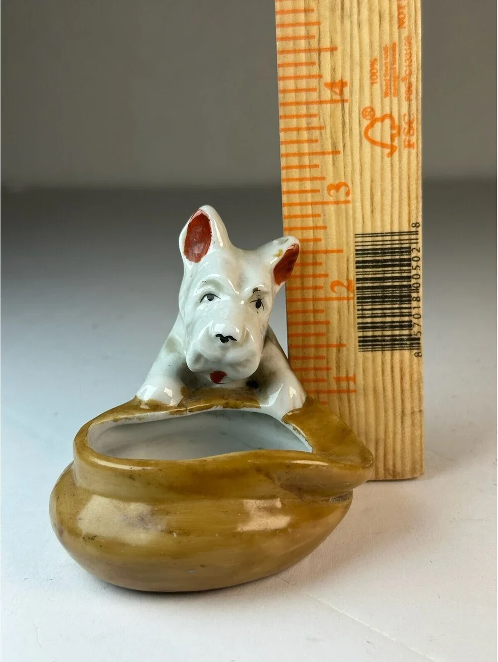 Vintage Occupied Japan Ceramic Dog Figurine Planter Trinket Dish D-3